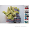 Pig Split Leather Stripe Cotton Back CE Working Glove (DLP503)